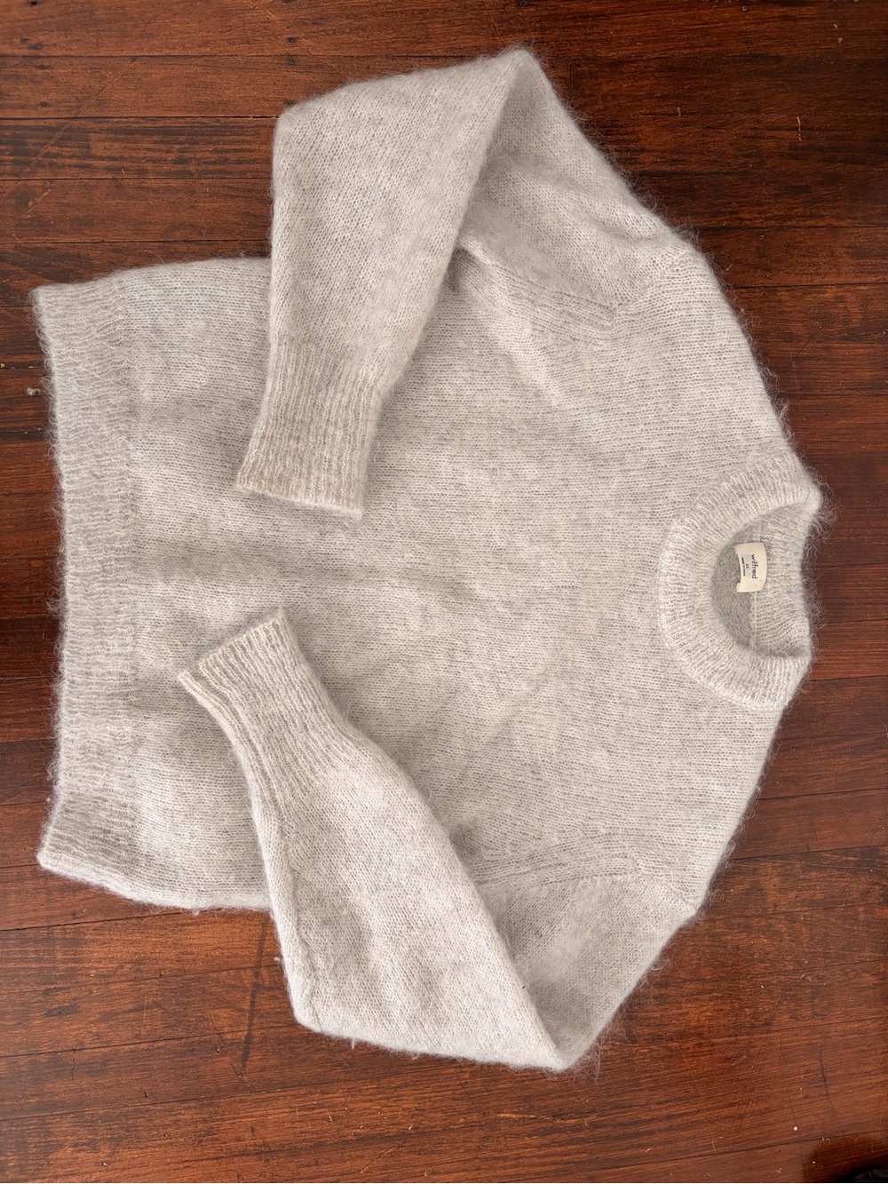 Wilfred Soft Light Gray Mohair Crewneck Sweater